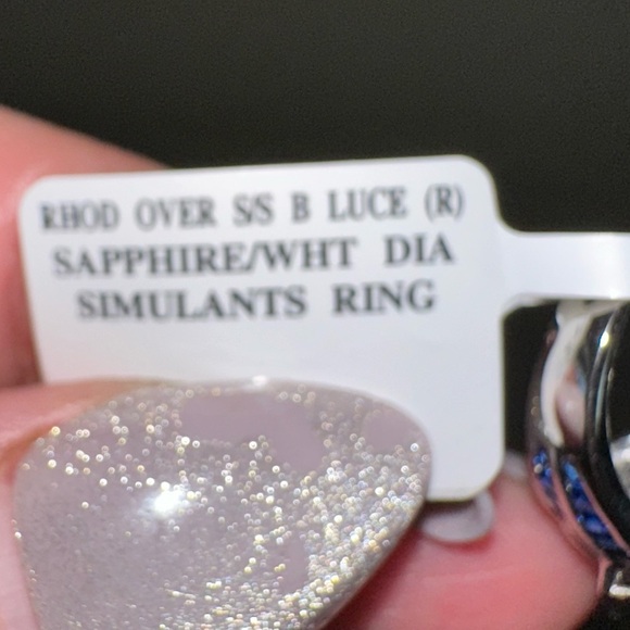 Sapphire and Diamond lab stone gemstone ring with silver band size 5 - Picture 5 of 7